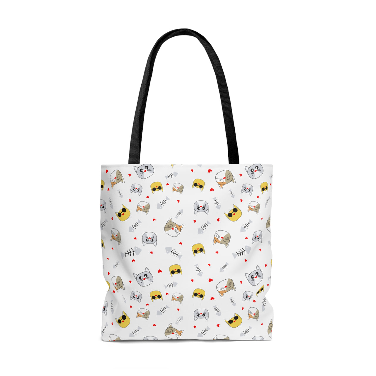 Cat Faces White Large Tote Bag