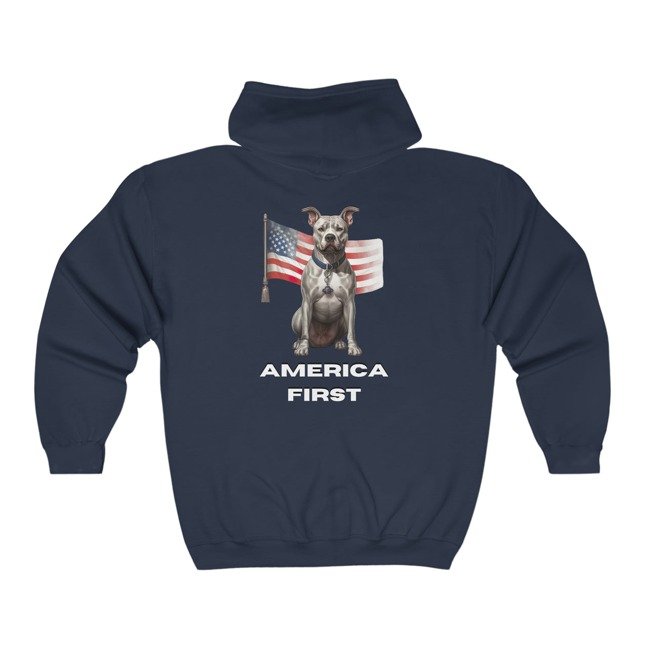 America First Full Zip Hooded Sweatshirt-Navy