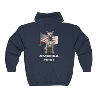 Thumbnail for America First Full Zip Hooded Sweatshirt-Navy