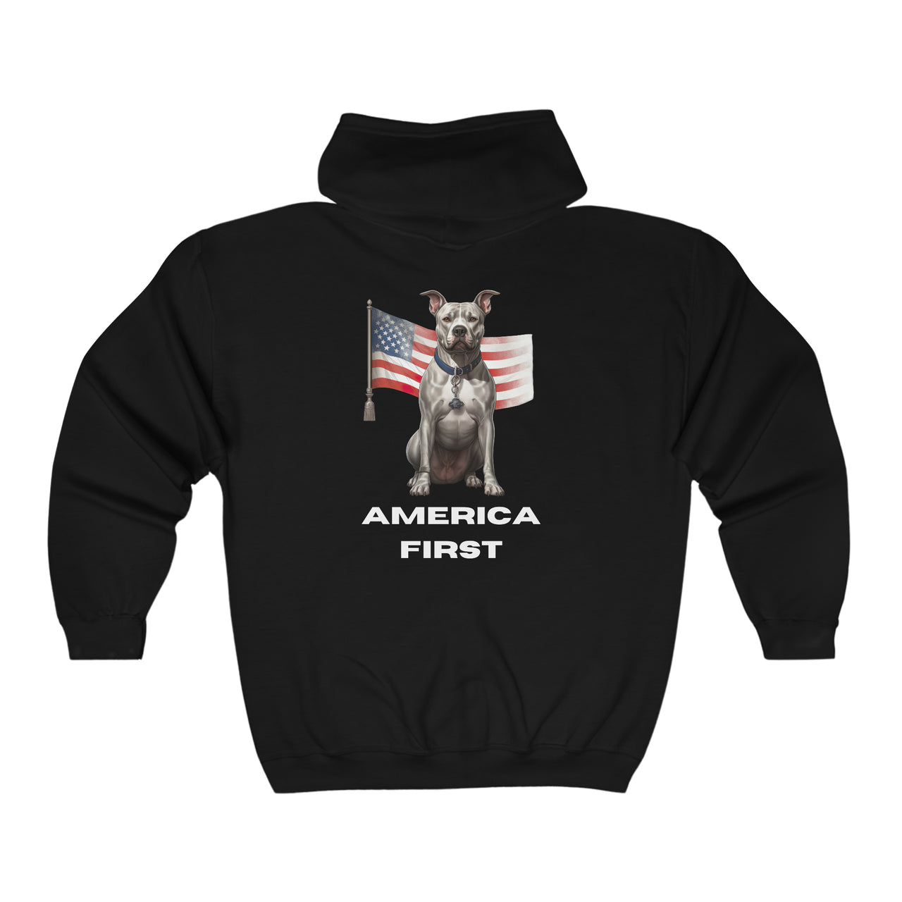 America First Full Zip Hooded Sweatshirt-Black