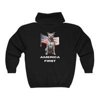 Thumbnail for America First Full Zip Hooded Sweatshirt-Black