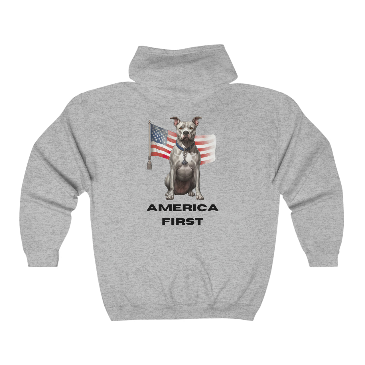 America First Full Zip Hooded Sweatshirt-Sport Grey