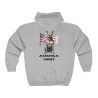 Thumbnail for America First Full Zip Hooded Sweatshirt-Sport Grey