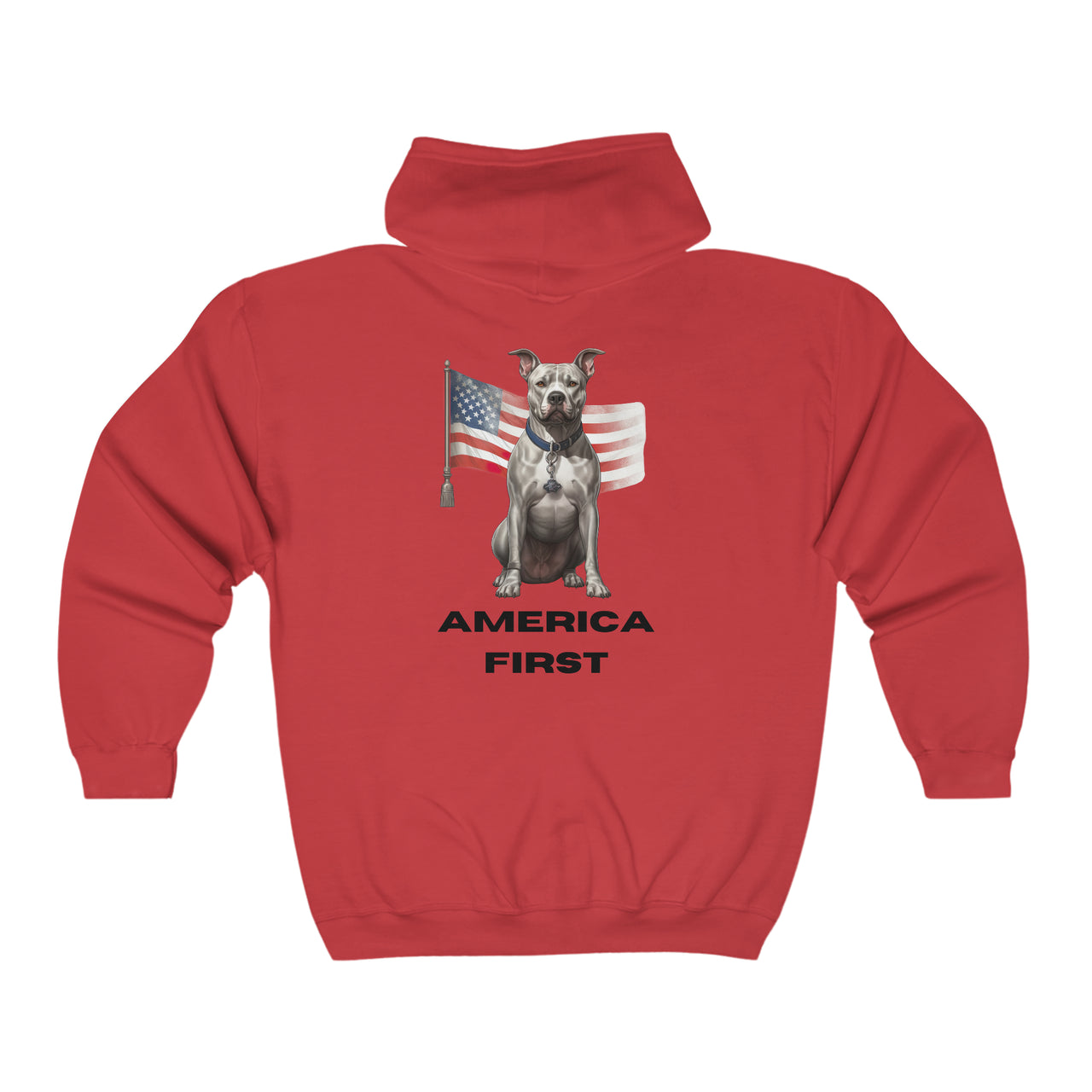 America First Full Zip Hooded Sweatshirt-Red