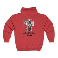 Thumbnail for America First Full Zip Hooded Sweatshirt-Red