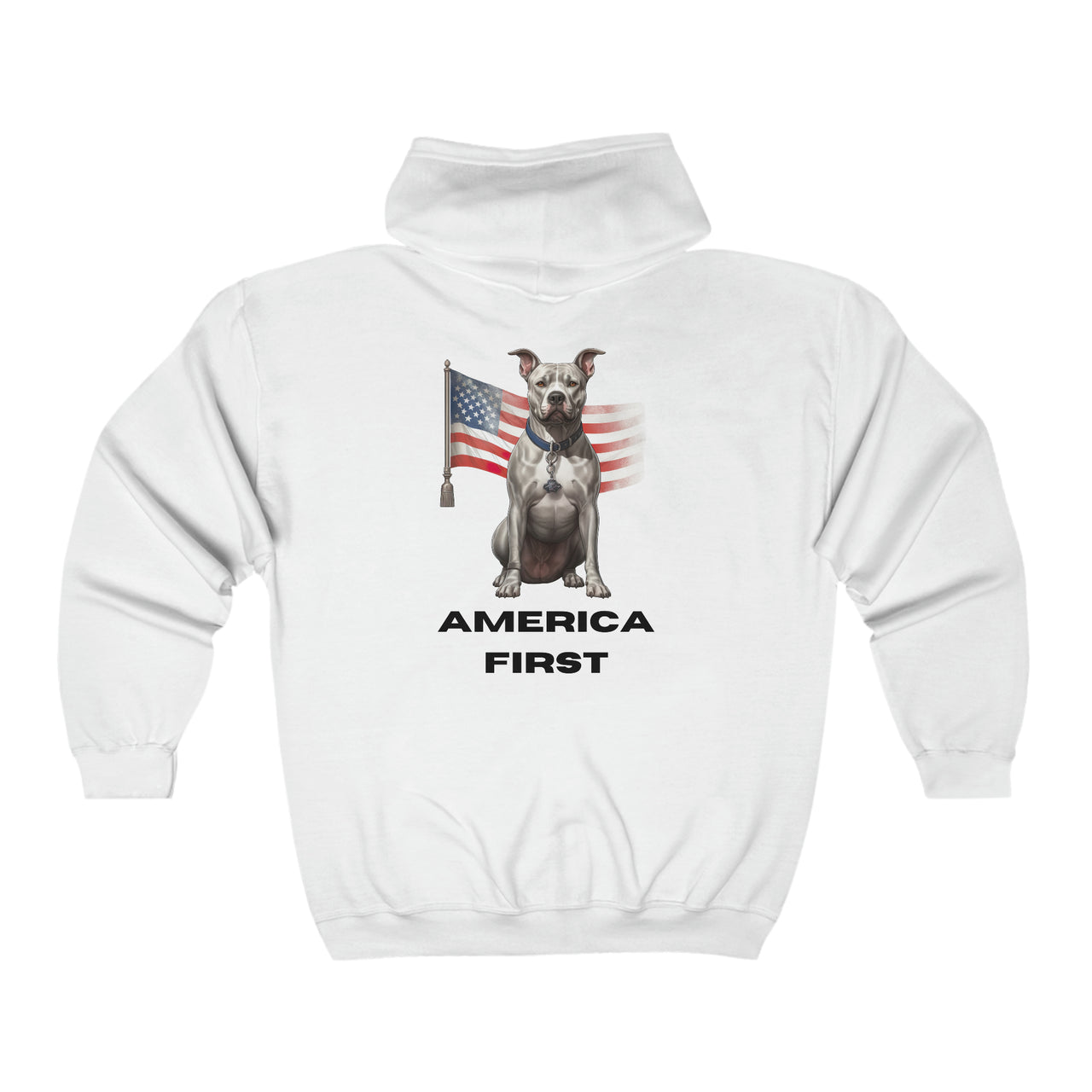 America First Full Zip Hooded Sweatshirt-White