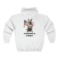 Thumbnail for America First Full Zip Hooded Sweatshirt-White