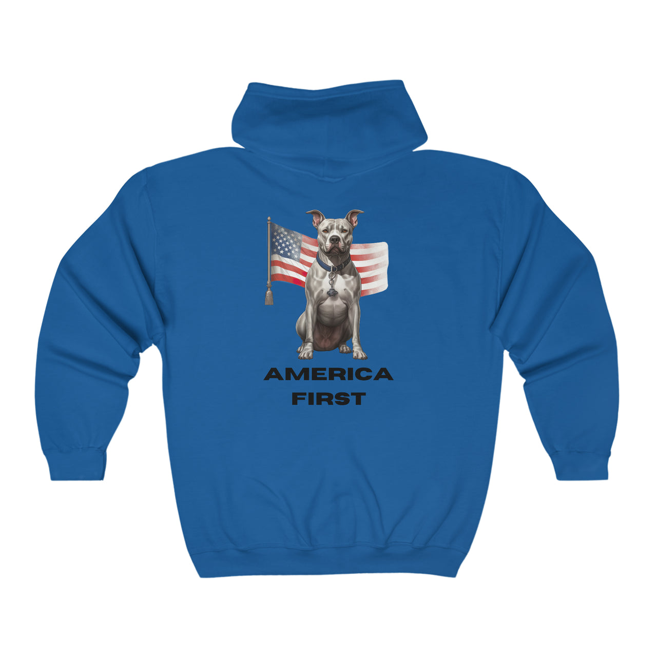 America First Full Zip Hooded Sweatshirt-Royal Blue