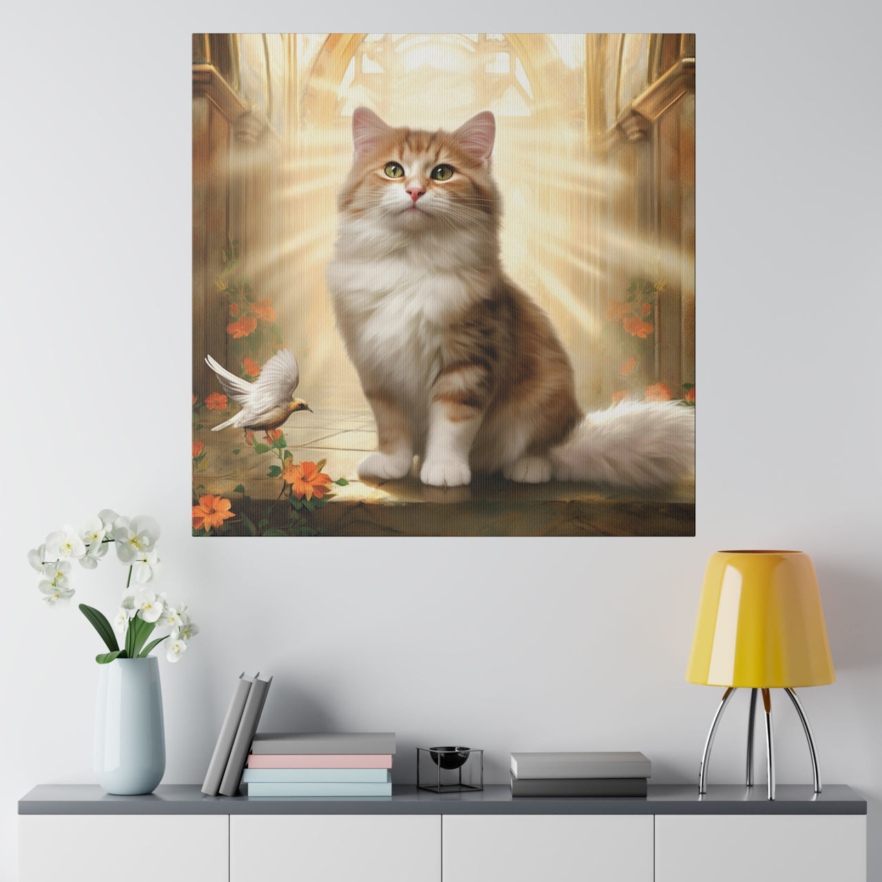 Gold Christian Cat Canvas Art