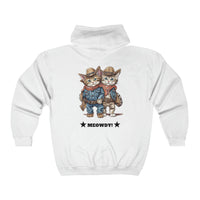 Thumbnail for Meowdy Unisex Full Zip Hooded Sweatshirt Kittens Dressed as Cowboys-White-Back
