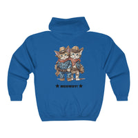 Thumbnail for Meowdy Unisex Full Zip Hooded Sweatshirt Kittens Dressed as Cowboys-Royal Blue-Back