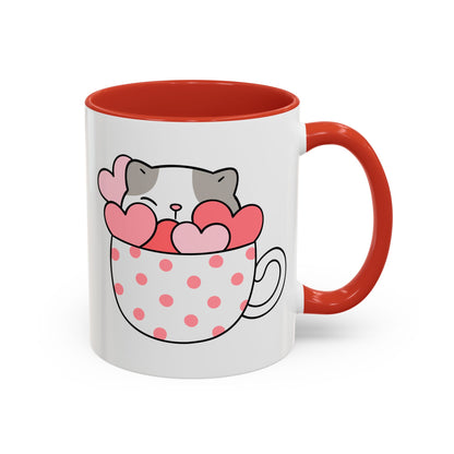 Cute Cat and Hearts Coffee Mug 🐱💕 11oz