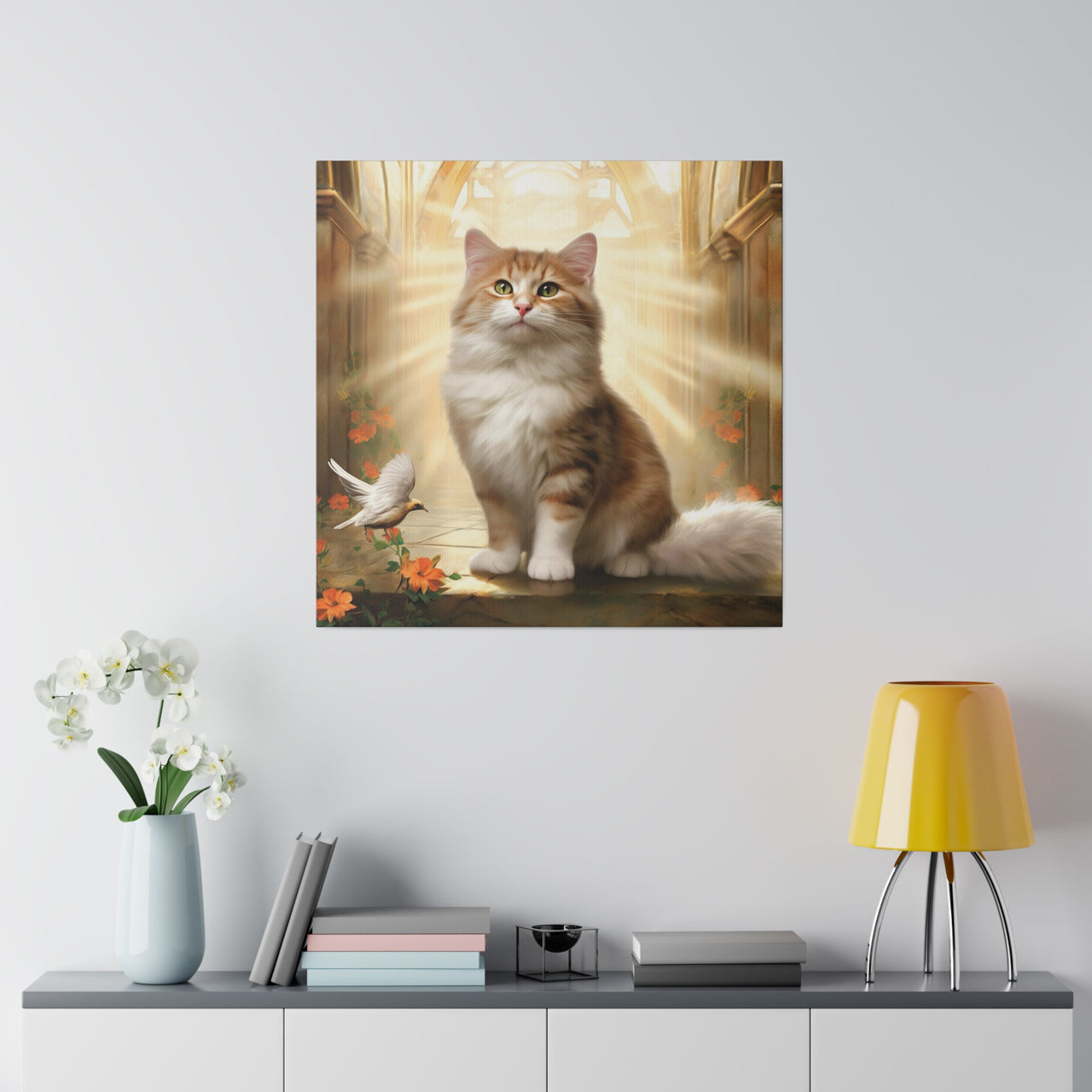 Gold Christian Cat Canvas Art