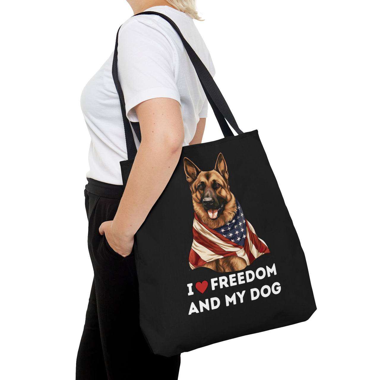 I Love Freedom and My Dog Tote Bag