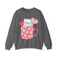 Thumbnail for Kitten In A Love-ly Cup 🐈‍⬛🩷 Sweatshirt