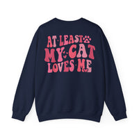Thumbnail for At Least My Cat Loves Me Sweatshirt-Navy-Back