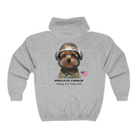Thumbnail for Private Yorkie Ready For Take Off Unisex Full Zip Hoodie-Sport Grey-Back