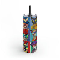 Thumbnail for Groovy Cat Faces Skinny Tumbler with Straw, 20oz