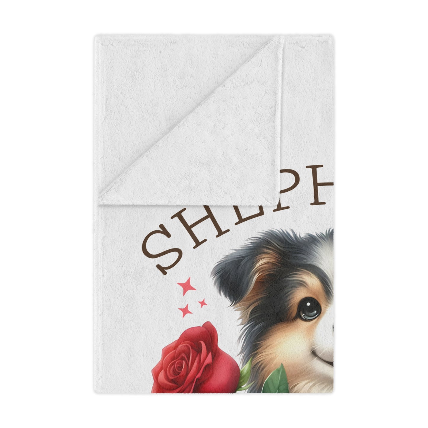 Plush Minky Blanket — Cute Aussie Pup with Roses