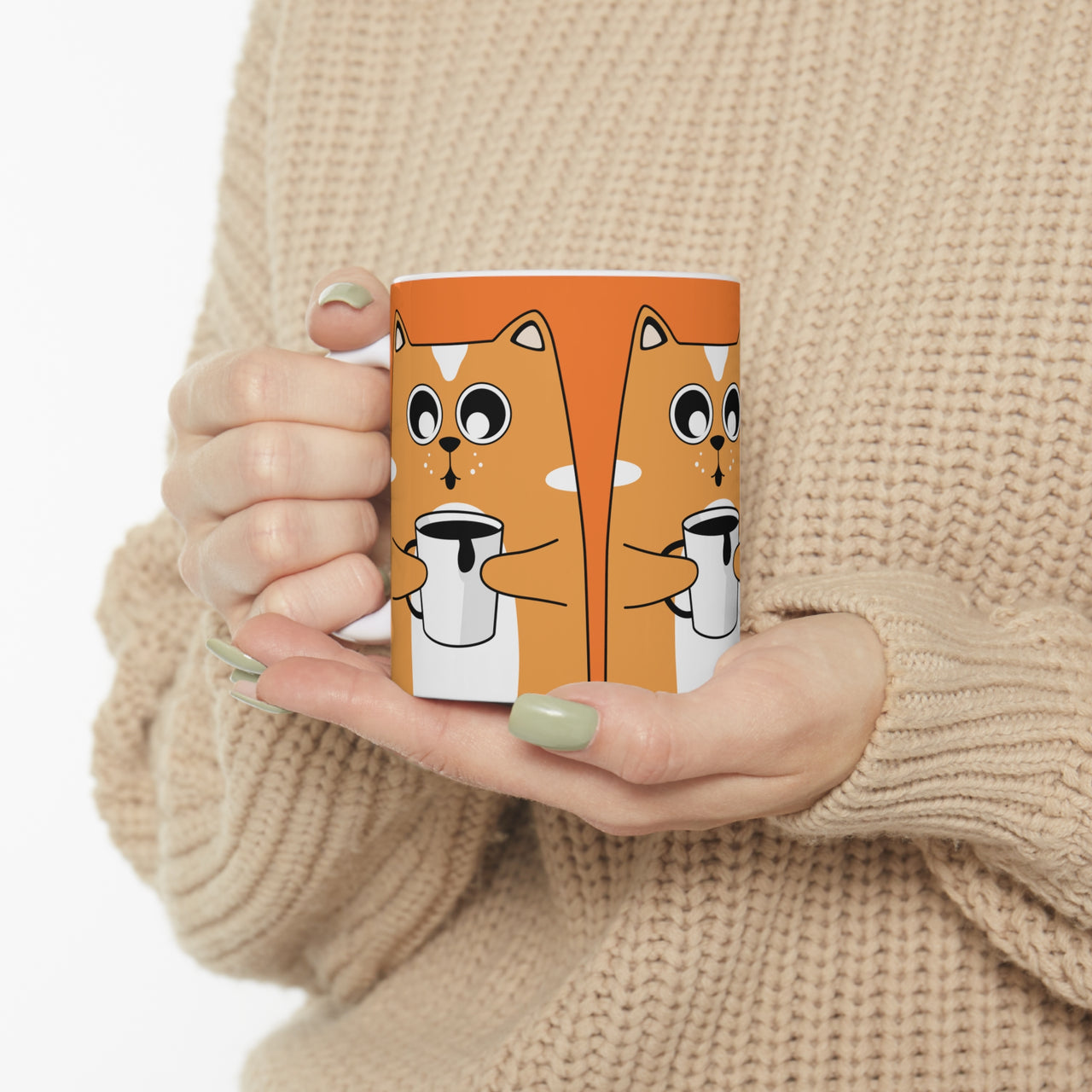 Quirky Cat and Coffee 🐱 Ceramic Mug 11oz