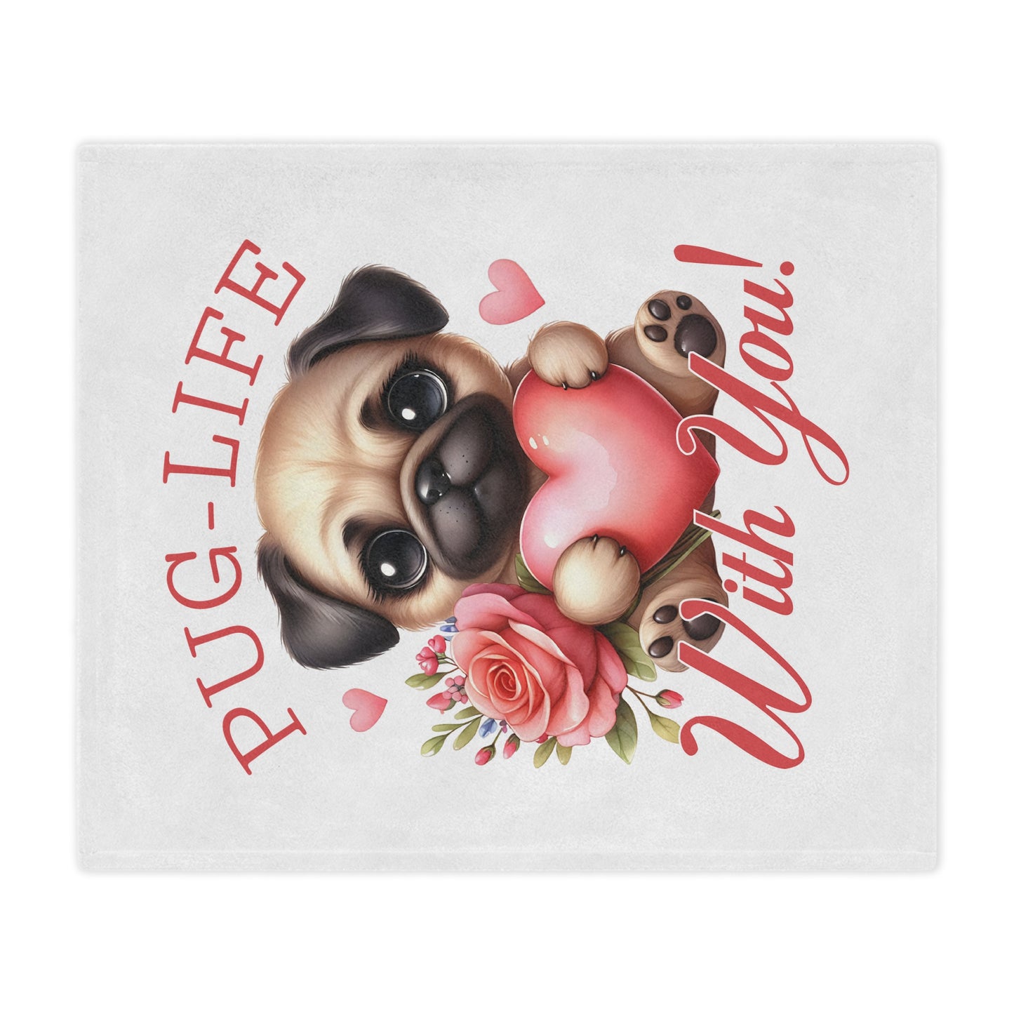 Cuddly Minky Blanket — Adorable Pug With Heart