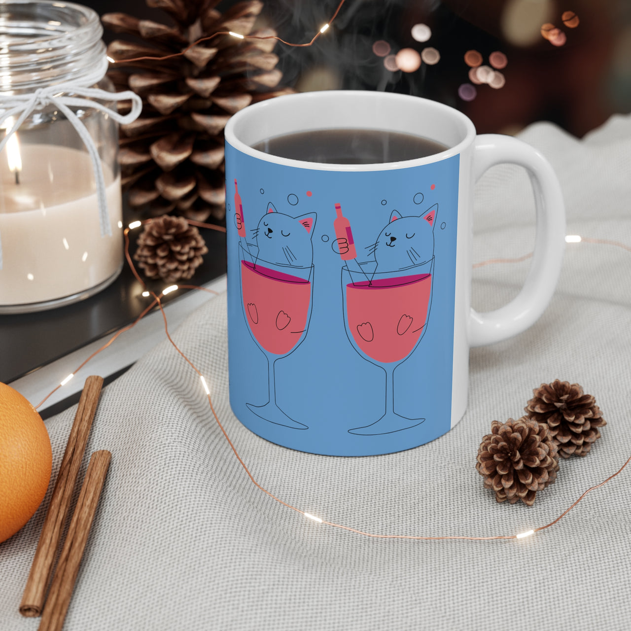 Happy Hour Cat 🍷 Ceramic Mug 11oz