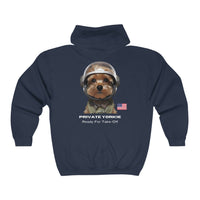 Thumbnail for Private Yorkie Ready For Take Off Unisex Full Zip Hoodie-Navy-Back