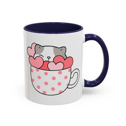 Cute Cat and Hearts Coffee Mug 🐱💕 11oz