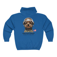 Thumbnail for Private Yorkie Ready For Take Off Unisex Full Zip Hoodie-Royal Blue-Back