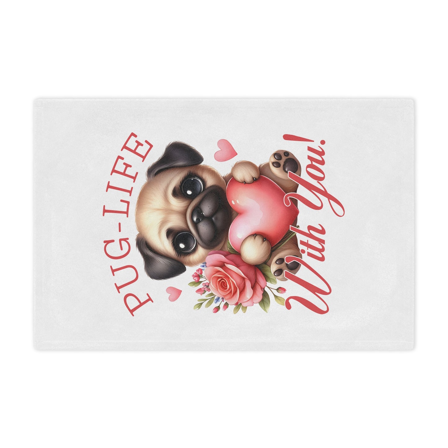 Cuddly Minky Blanket — Adorable Pug With Heart
