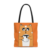 Thumbnail for Quirky Cat + Coffee Orange - Large Tote Bag