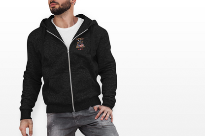 Patriotic Bulldog with US Flag Design Zip Hoodie