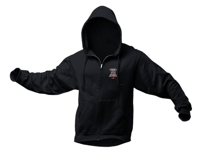 Patriotic Bulldog with US Flag Design Zip Hoodie