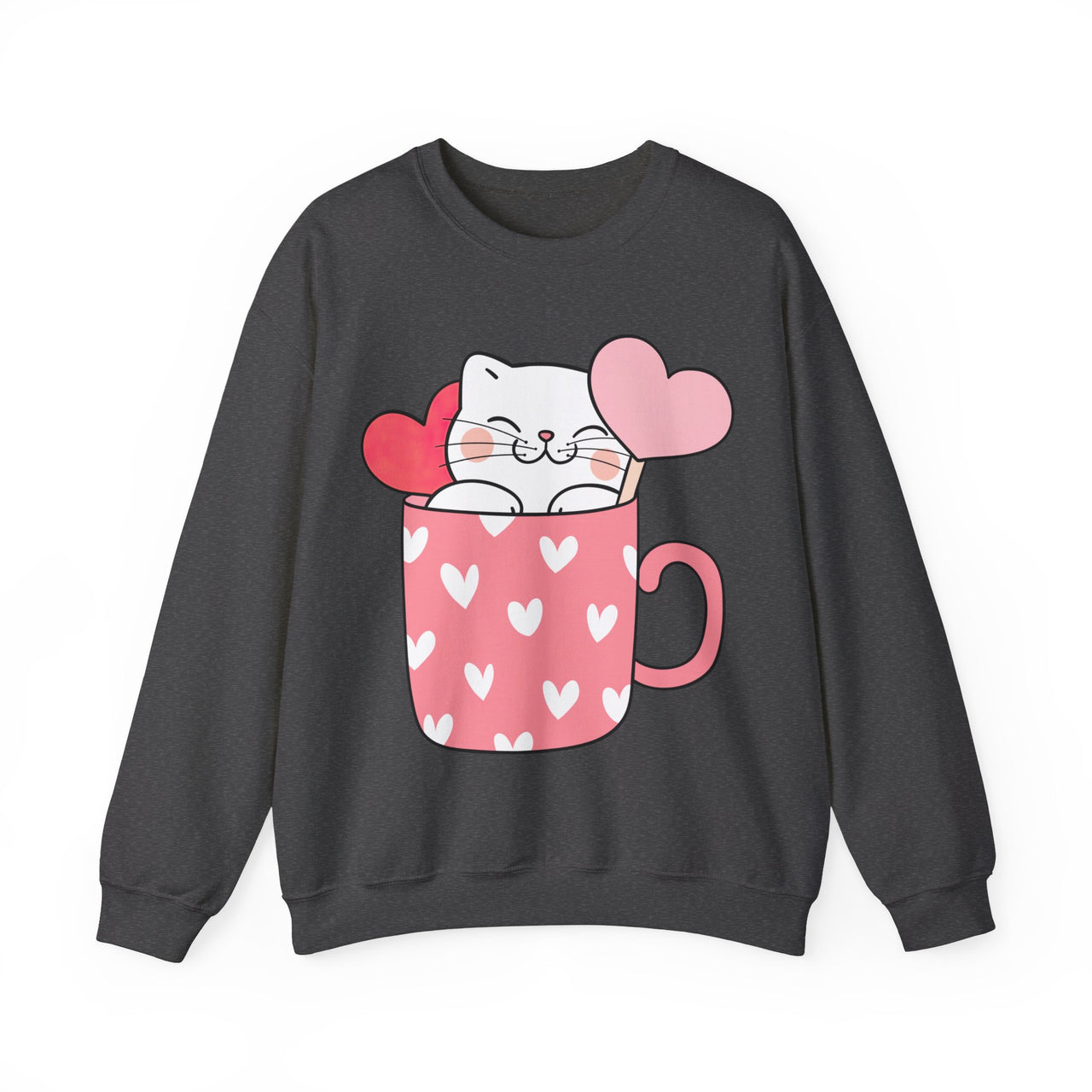 Kitten In A Valentine's Day Cup 🐈‍⬛🩷 Sweatshirt