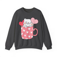 Thumbnail for Kitten In A Valentine's Day Cup 🐈‍⬛🩷 Sweatshirt