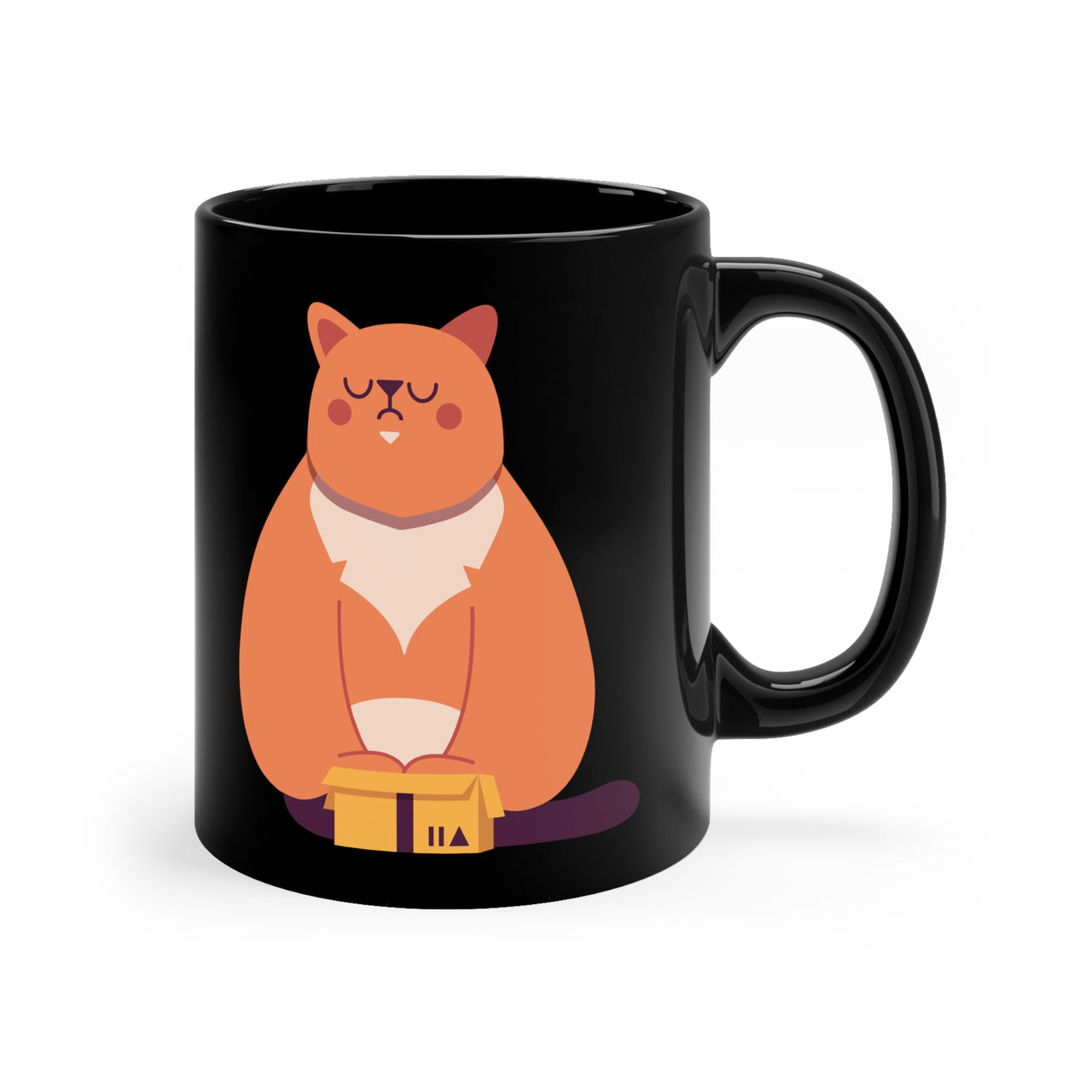 Fat Cat In A Small Box ☕️ 11oz Black Mug