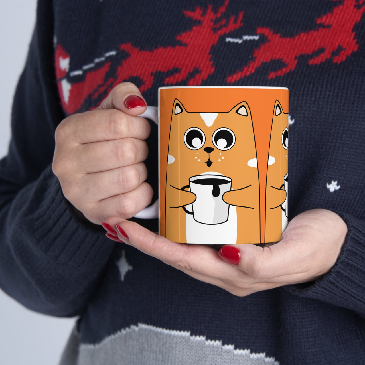 Quirky Cat and Coffee 🐱 Ceramic Mug 11oz