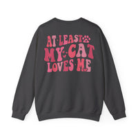 Thumbnail for At Least My Cat Loves Me Sweatshirt-Graphite Heather-Back