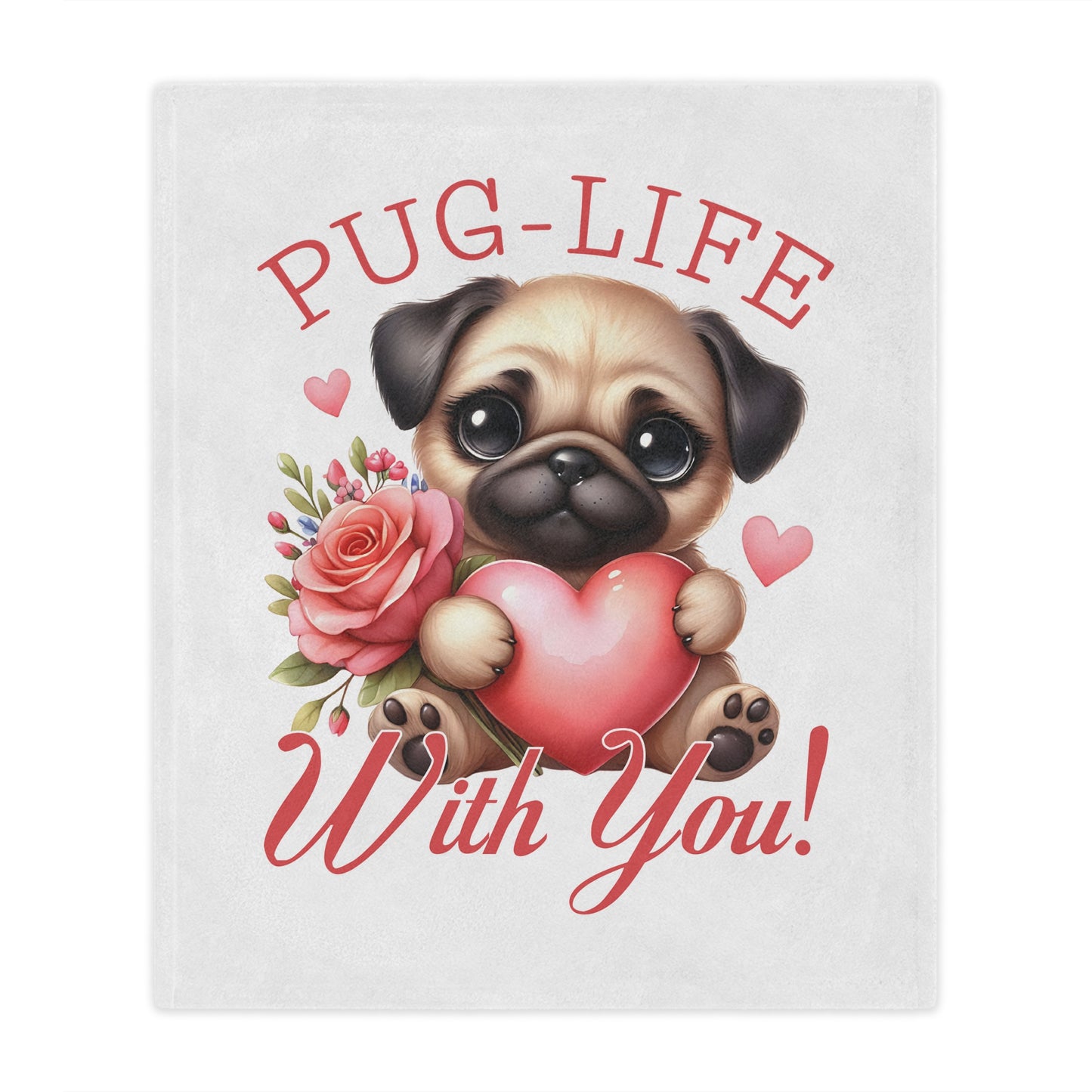 Cuddly Minky Blanket — Adorable Pug With Heart