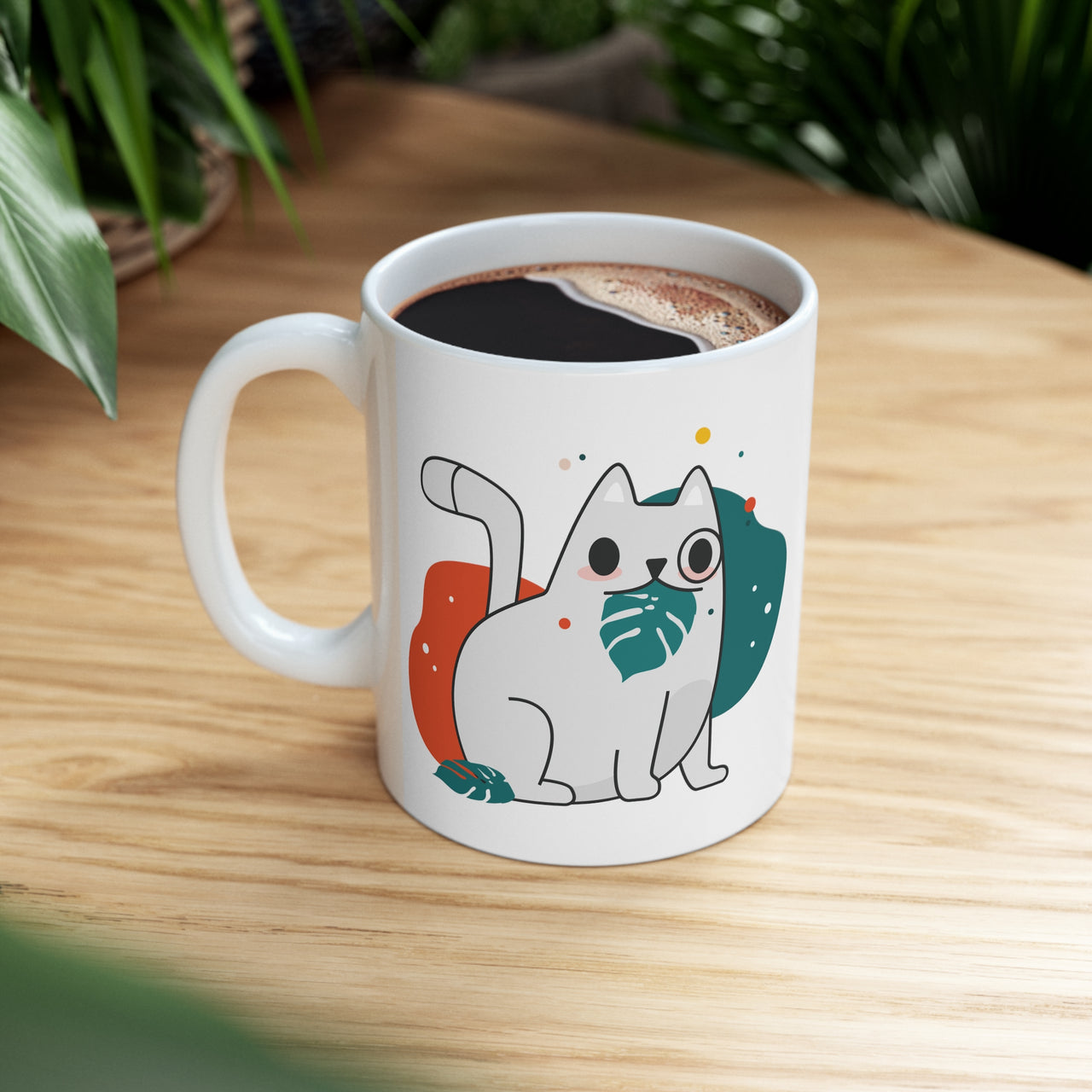 Naughty Cat Eating House Plant - Ceramic Mug 11oz