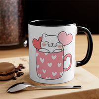 Thumbnail for Cat In A Hearted Coffee Mug 🐾💖 11oz