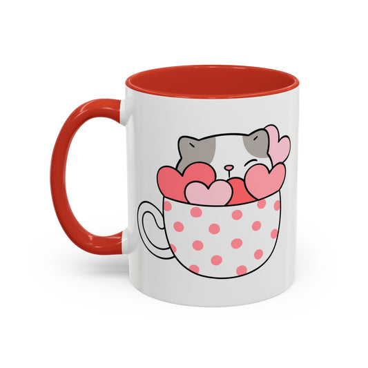 Cute Cat and Hearts Coffee Mug 🐱💕 11oz