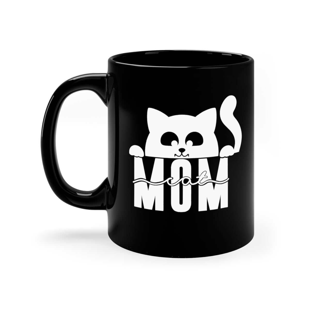 Cute Cat Mom 11oz Black Mug
