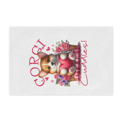 Corgi Cuddles Minky Blanket with Heart & Roses