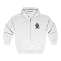 Thumbnail for Private Yorkie Ready For Take Off Unisex Full Zip Hoodie-White-Front