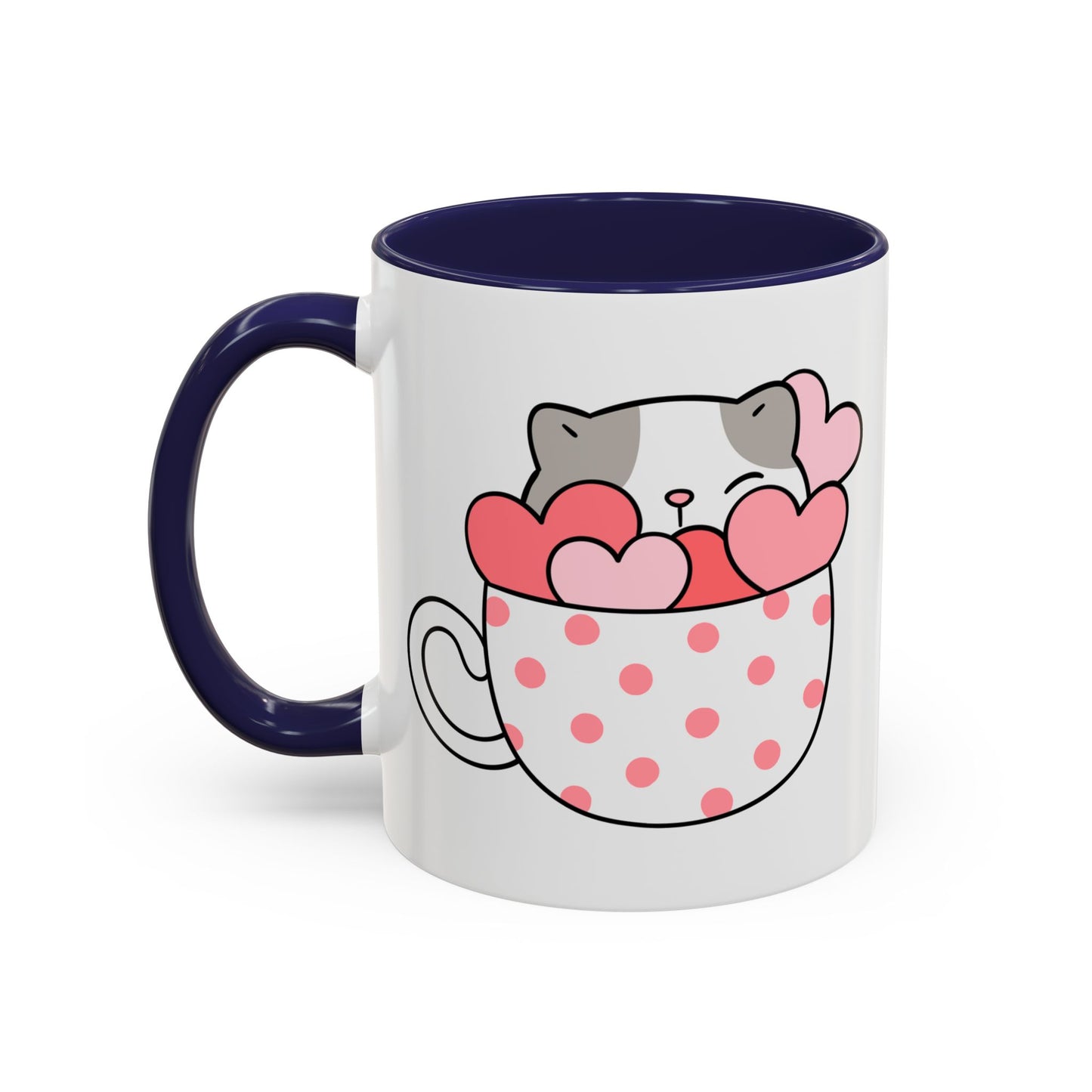 Cute Cat and Hearts Coffee Mug 🐱💕 11oz