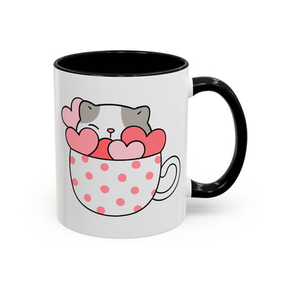 Cute Cat and Hearts Coffee Mug 🐱💕 11oz