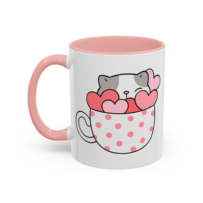 Cute Cat and Hearts Coffee Mug 🐱💕 11oz