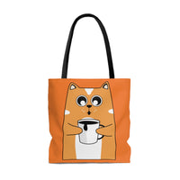 Thumbnail for Quirky Cat + Coffee Orange - Large Tote Bag