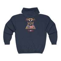 Thumbnail for Patriotic Dog and Flag Unisex Full Zip Hoodie-Navy-Back